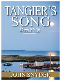 Image: Tangier's Song Book Cover water scene and docks with full moon in background